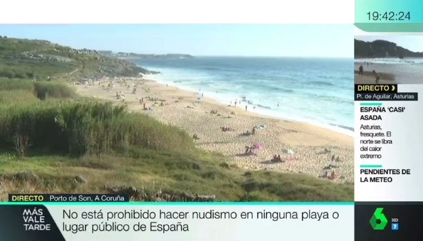 No está prohibido hacer nudismo en ninguna playa o lugar público de España.