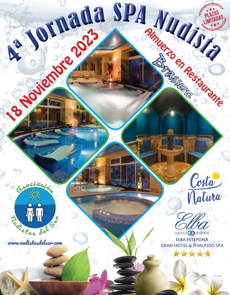 18 de Noviembre Spa nudista en Estepona con Nudistas del Sur. Hotel Elba, Seguido de almuerzo en Brasserie, en Costa Natura.